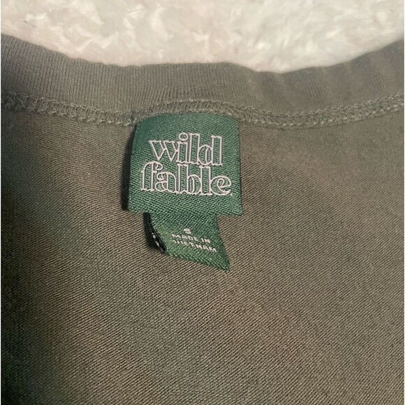 Wild Fable Short Sleeve Crop Top - Olive Green - Size S - Picture 2 of 3
